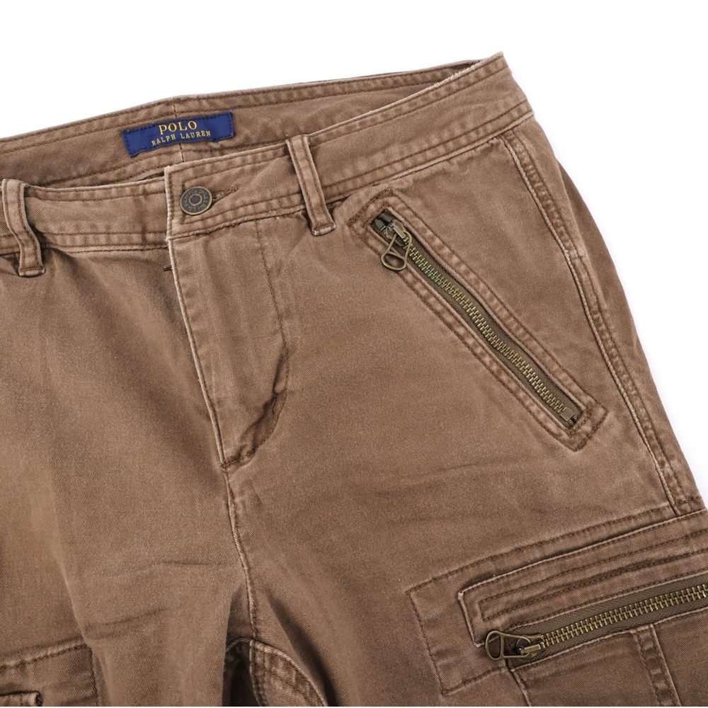 Vintage Y2K Polo Ralph Lauren Moto Zipper Cargo Pants Brown Womens 8